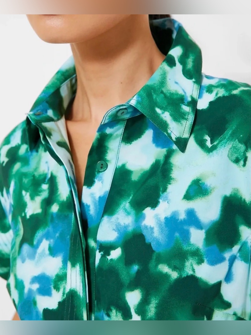 Tuckernuck Chloe Dress Deep Lagoon‎ Belted Midi Short Sleeve Blue Green Preppy L - Picture 7 of 13